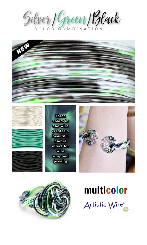 MultiColor Artistic Wire Silver, Black, Green